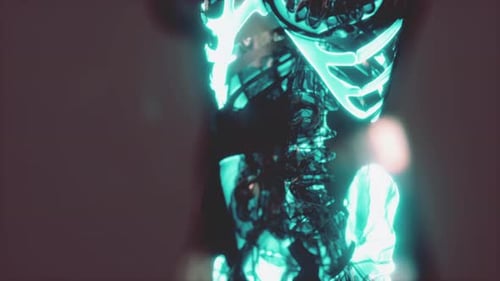 Futuristic Holographic Human Skeleton and Internal Organs Scan