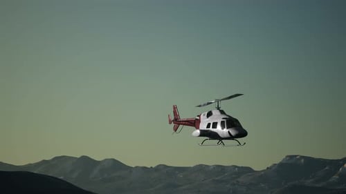 3D Helicopter Flying Over Mountain Landscape