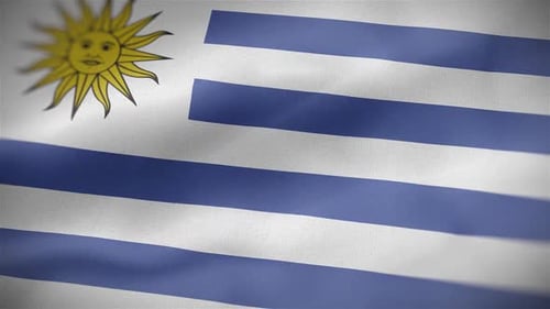 Waving Flag of Uruguay with Realistic Fabric Texture