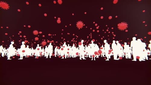 Abstract Animated Crowd with Spreading Virus Particles
