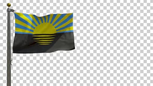 Flagge des Oblast Donezk (Ukraine) auf Fahnenmast mit Alphakanal - 4