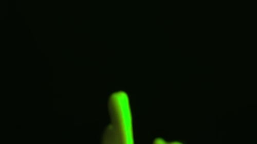 Green Paint Forming Abstract Patterns As It'S Moved