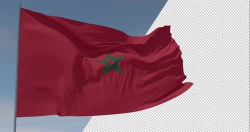 Waving Flag of Morocco with Realistic Fabric Motion
