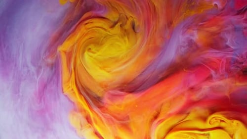 Abstract Colorful Ink Swirls in Motion