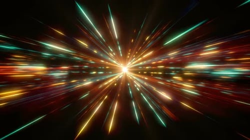 Colorful Light Speed Trails in Futuristic Hyperspace Background