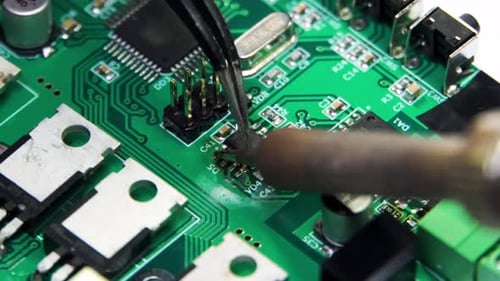 Soldering Computer Circuit Board Close Up