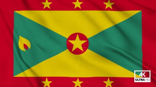 Grenada Flag Waving Slowly Looped