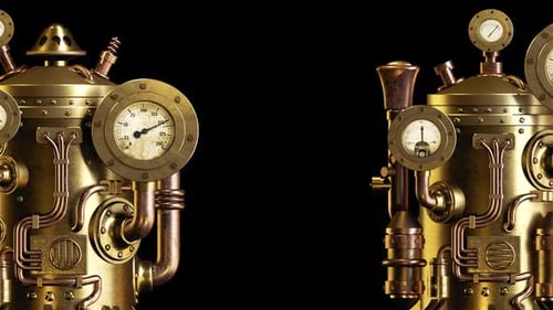 Steampunk Industrial Machinery Loop with Moving Gauges