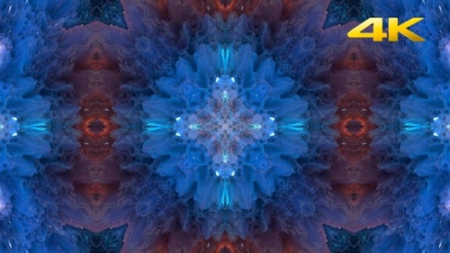 Seamless Loop of Blue and Orange Abstract Kaleidoscope Pattern