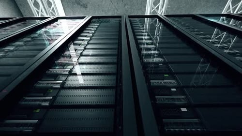 Server Room With Flashing Technology Lights Hd