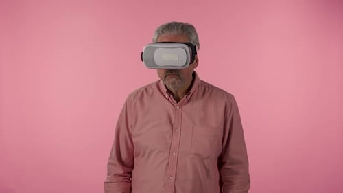 Senior Man Using a Virtual Reality Headset