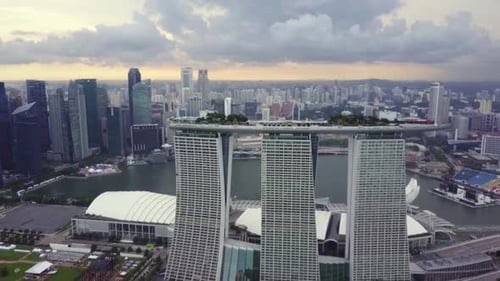 Marina Bay and Garden By the Bay Aerial View in Singapore