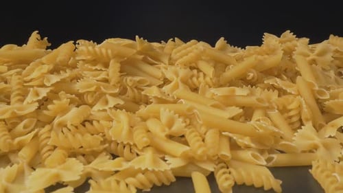 Variety of Raw Pasta Shapes and Textures
