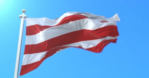 Seamlessly Looping Red and White Striped Flag Waving Animation