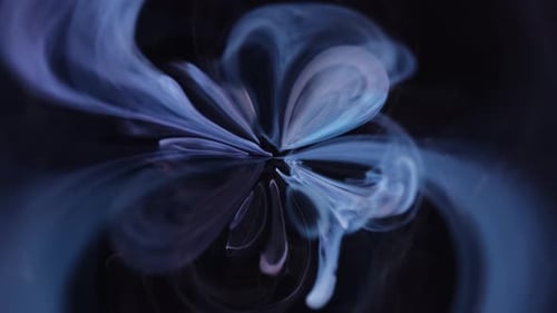 Blue Colorful Ink And Paint Liquid Reaction, Abstract Background