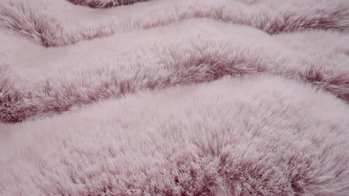 Pink Faux Fur Fabric Delicate Texture Close-Up