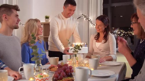 Friends Celebrate Birthday With Cake And Applause