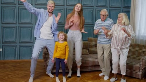 Multigenerational Family Dances in Living Room
