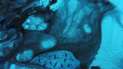 Swirling Turquoise and Black Abstract Paint Mix
