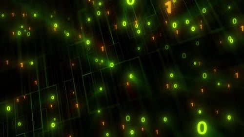 Digital 0-1 numbers data animation