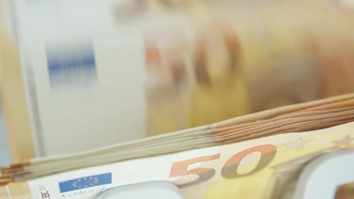 Money Counter Processing Euro Banknotes