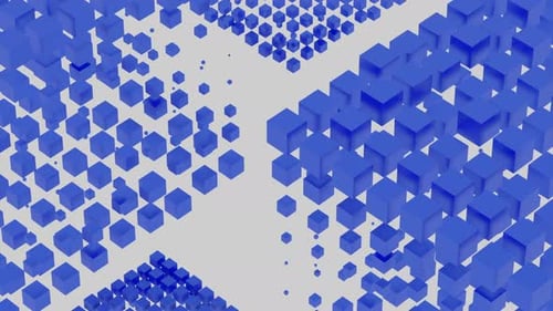 Springing cubes in rows on a white background, seamless loop