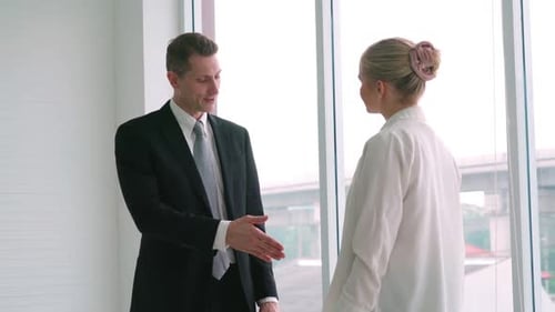 Business People Handshake in Corporate Office