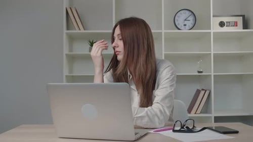 Depressed Desperate Woman Feeling Worried About Financial Problem Doing Paperwork
