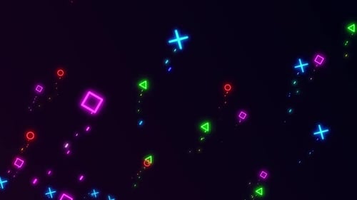 Neon Game Symbols Flying
