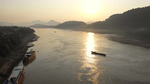 Mekong River With Sunset