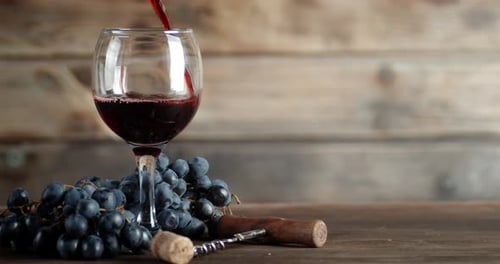 Red Wine Is Poured Into the Glass.