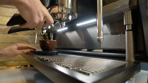 Espresso Machine Dispensing Fresh Espresso
