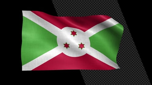 Realistic Waving Burundi Flag with Alpha Channel Animation