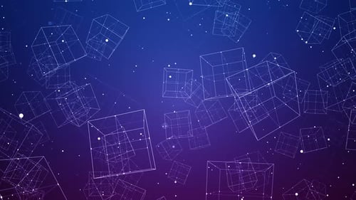 Abstract Wireframe Cubes Technology Background Seamless Loop