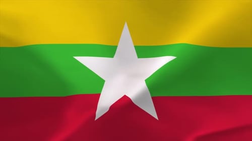 Waving Myanmar National Flag Seamless Loop
