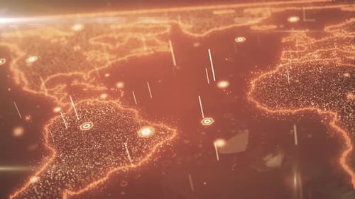 Futuristic Digital World Map Network Animation