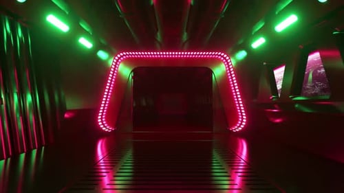Scifi Tunnel in Outer Space with Neon Light