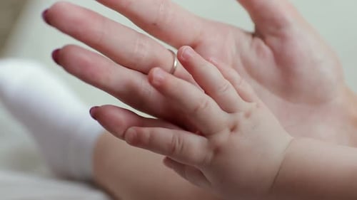 Loving Touch: Adult Hand Holding Infant's Hand