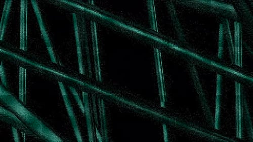 Abstract 3D Dark Green Straight Stripes Flowing Slowly on a Black Background