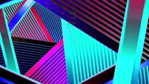Vibrant Neon Geometric Abstract Shapes Moving Background Loop