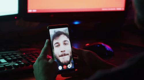 Video Call on Mobile Device With Friend