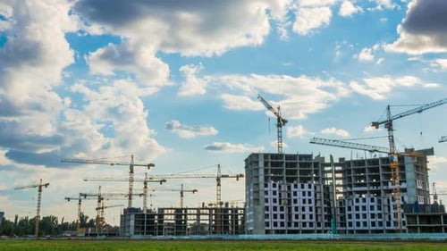 Construction Site with Cranes Building Urban Development