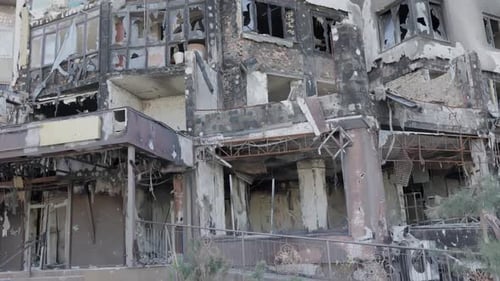 Destroyed house. The war in Ukraine. russia attacked Ukraine.