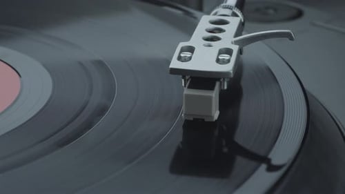 Turntable Player with Black Vinyl Record