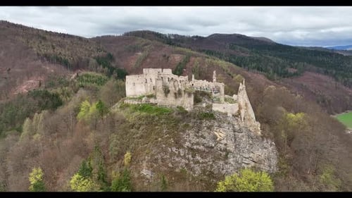 Aerial view of Povazsky castle in Slovakia