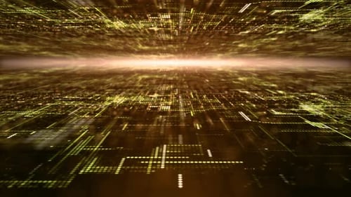 Futuristic Digital Data Flow Background with Glowing Grid