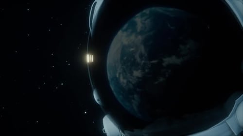 Astronaut Observing Planet Earth in Deep Space 3D Render