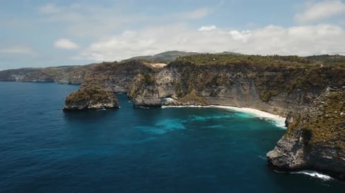Cliffs, Sea and Waves at Nusa Penida, Bali, Indonesia