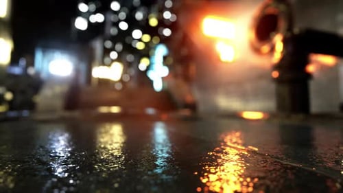 Neon Bokeh Lights at Rainy Night