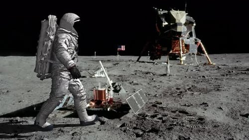 Astronaut Walking on Moon Surface